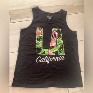 The Children Place LA California black floral tank top girl sz. XL 14.